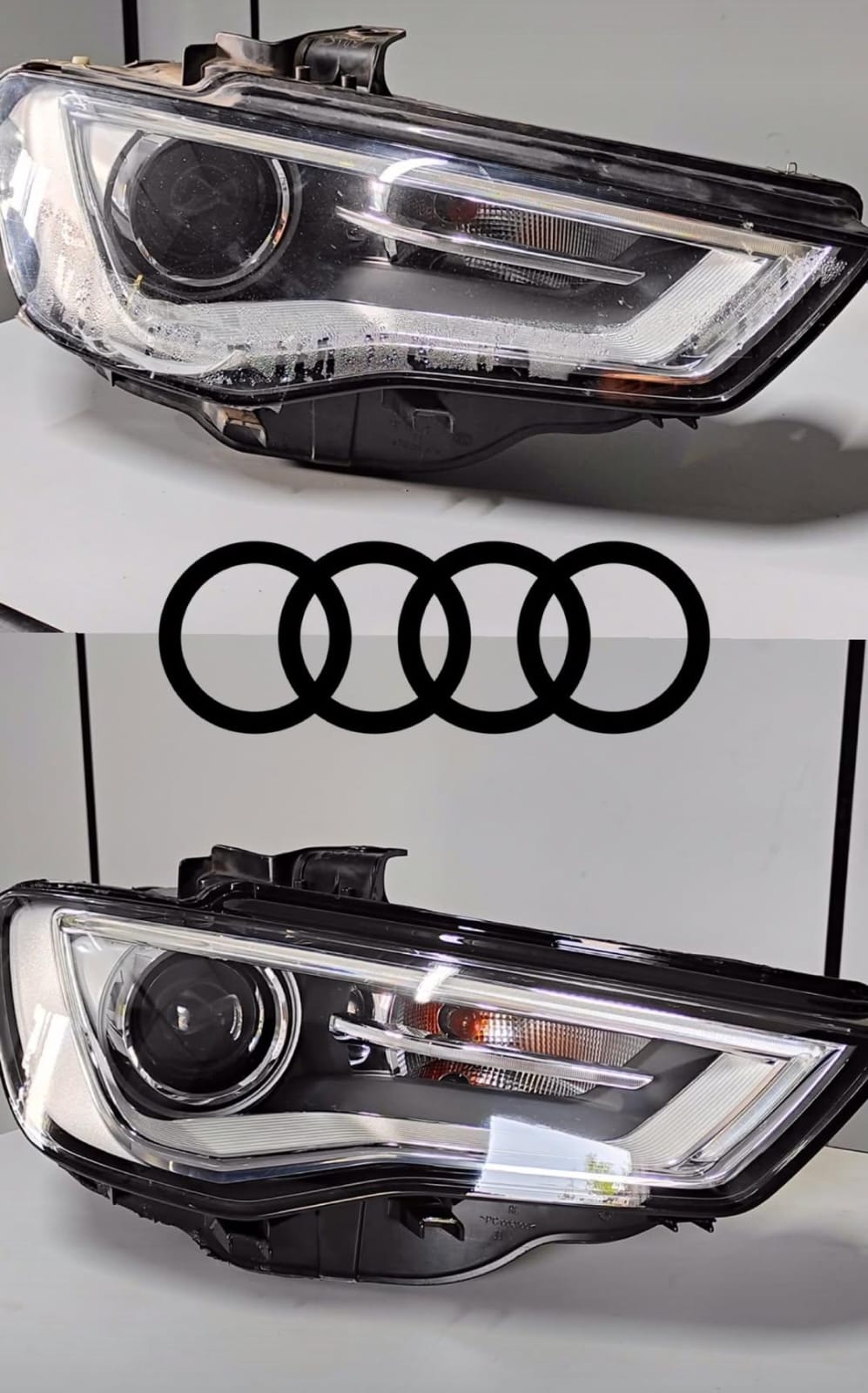 Exemplo do resultado final da restauração de um farol - Antes e Depois